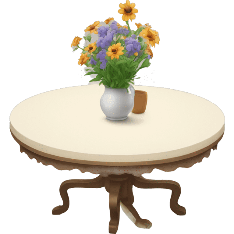 Table with flower emoji