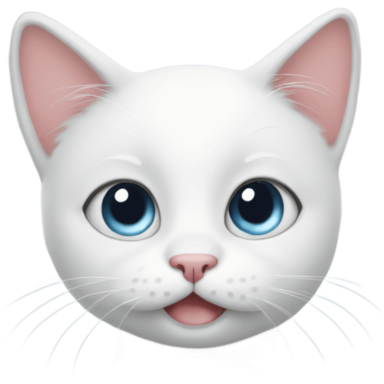 White Cat Blushing with big cute eyes emoji