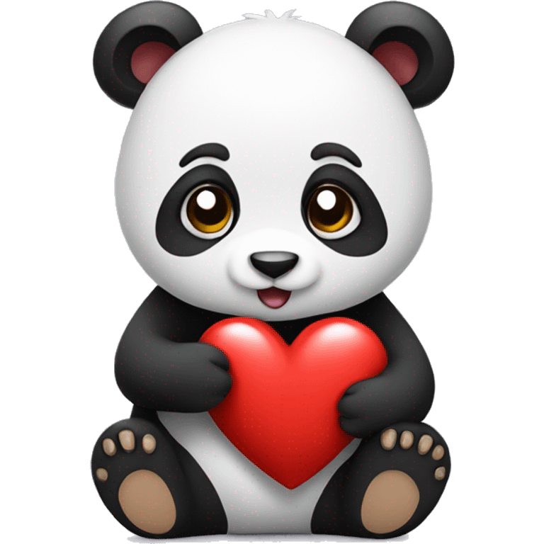 Panda holding a heart emoji