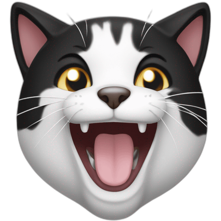 laughing black and white cat emoji