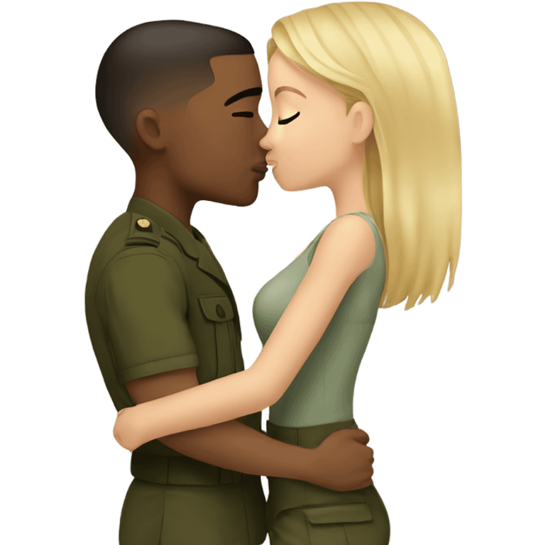 Marine with brown hair dipping blonde girl for a kiss  emoji