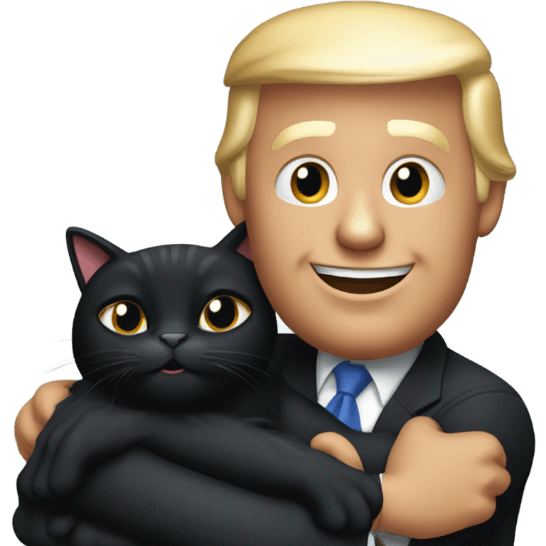 trump hugging black cat emoji