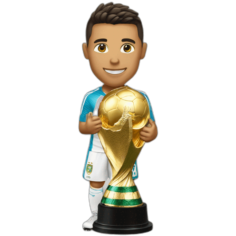 Ronaldo, with the World Cup trophy emoji