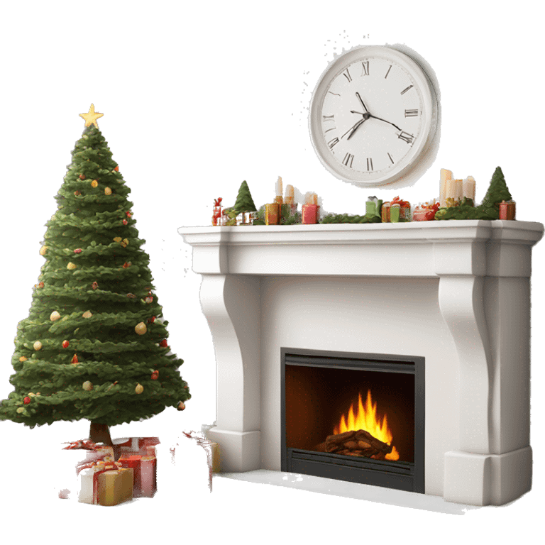 White asthetic clean Christmas fireplace  emoji