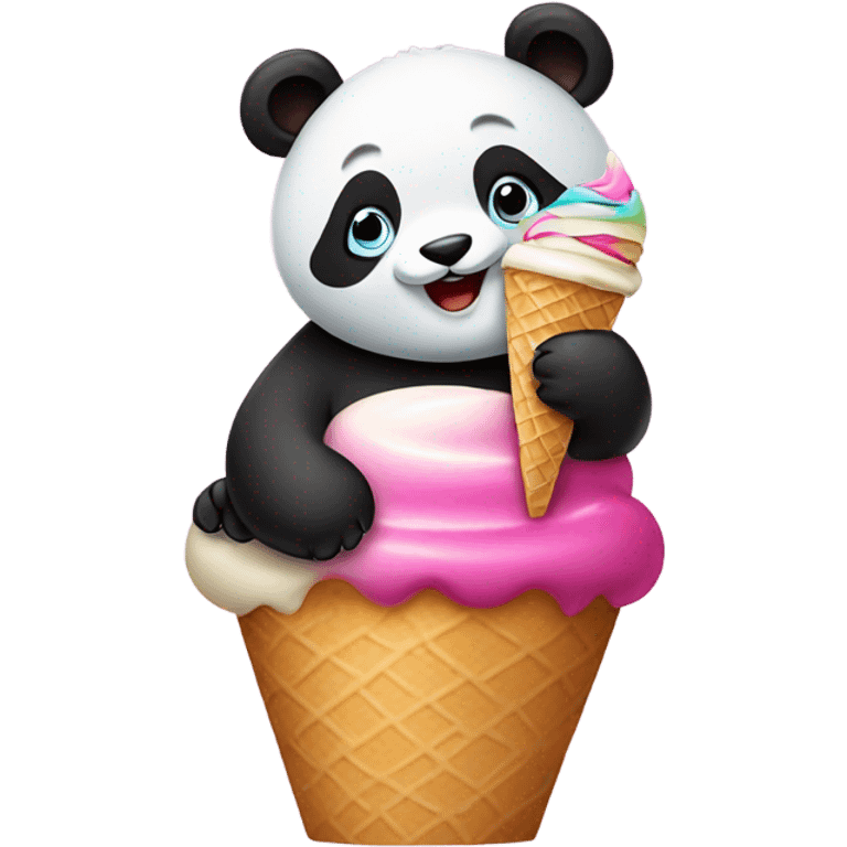 Panda eating ice cream emoji