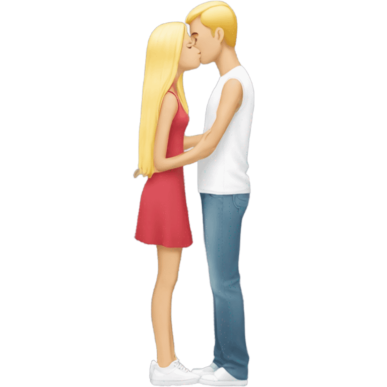 👩🏼blond hair girl kissing tall guy🧑🏻 emoji