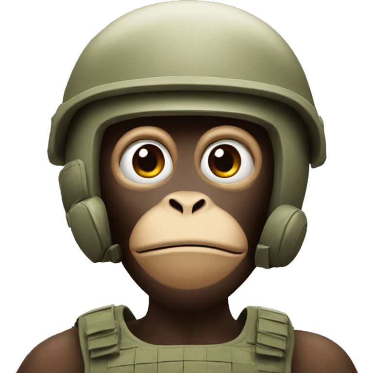 a monkey with a serious soldier helmet emoji