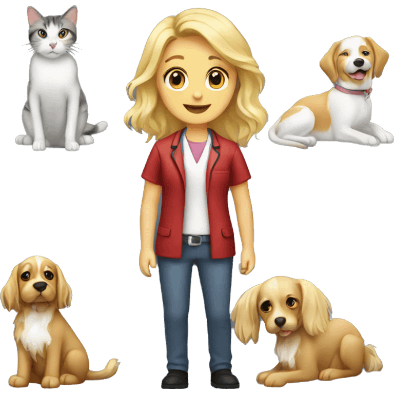 Blonde veterinary long hair with cat and dog emoji