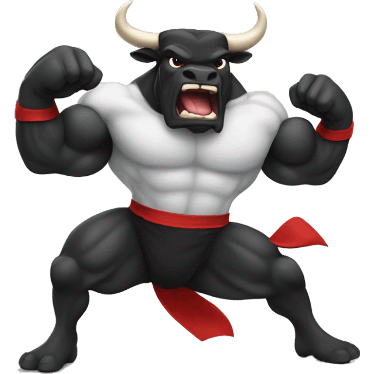 Black Muscular Fighting Bull emoji