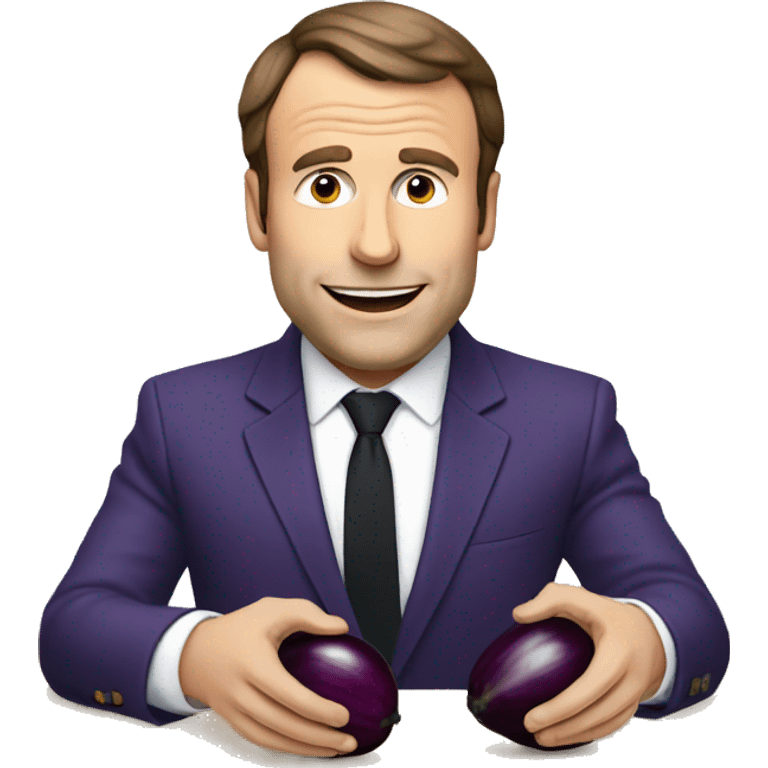 Macron qui mange une aubergine  emoji