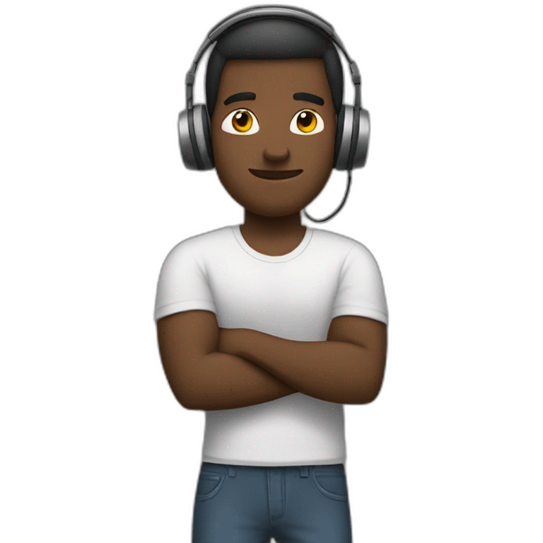 guy with headphones with arms crossed emoji