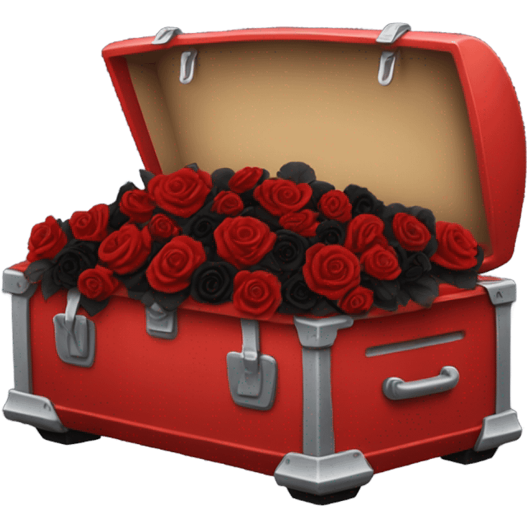 red open car trunk with black roses left in it emoji