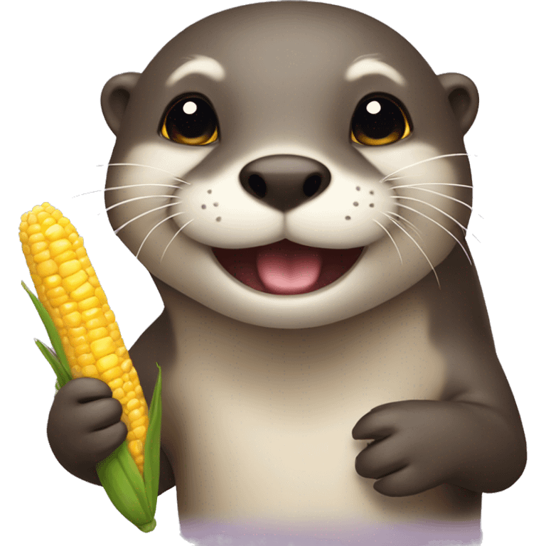 Otter with a corn from a unicorn  emoji