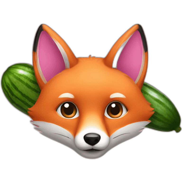 fox and pink cucumber emoji