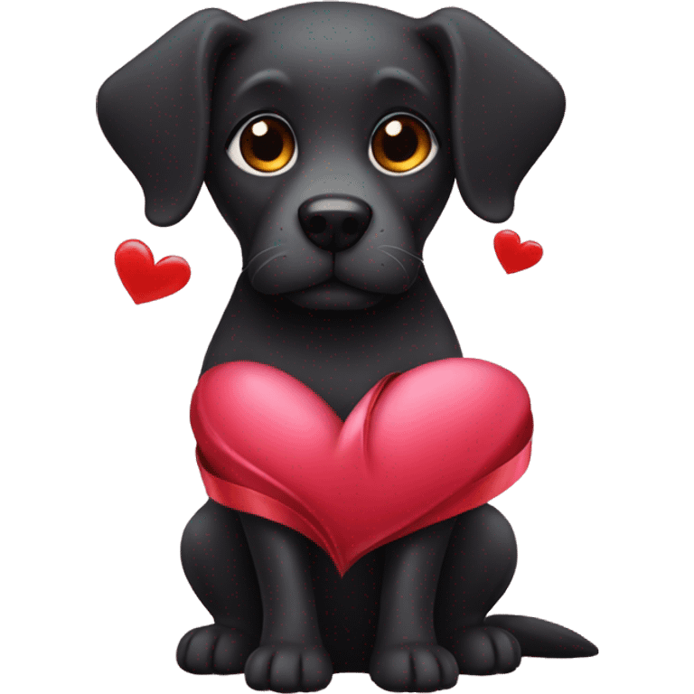 Black dog wrapped in valentine   emoji