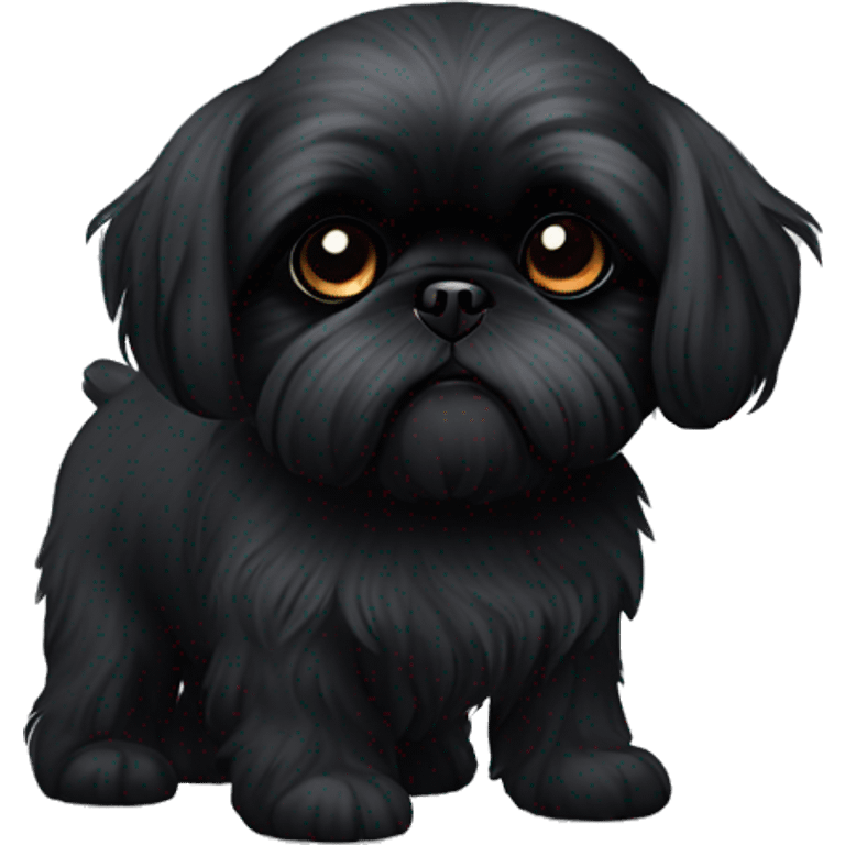 All black Black shih tzu on back emoji