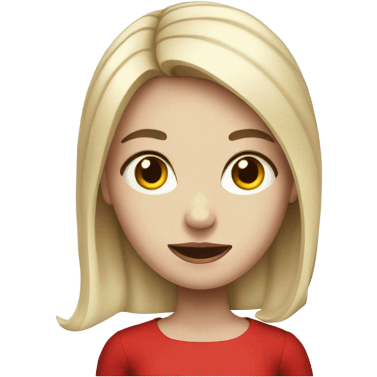 a white skin girl in a red dress holding a cell phone emoji