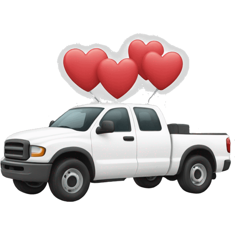 White truck with hearts emoji