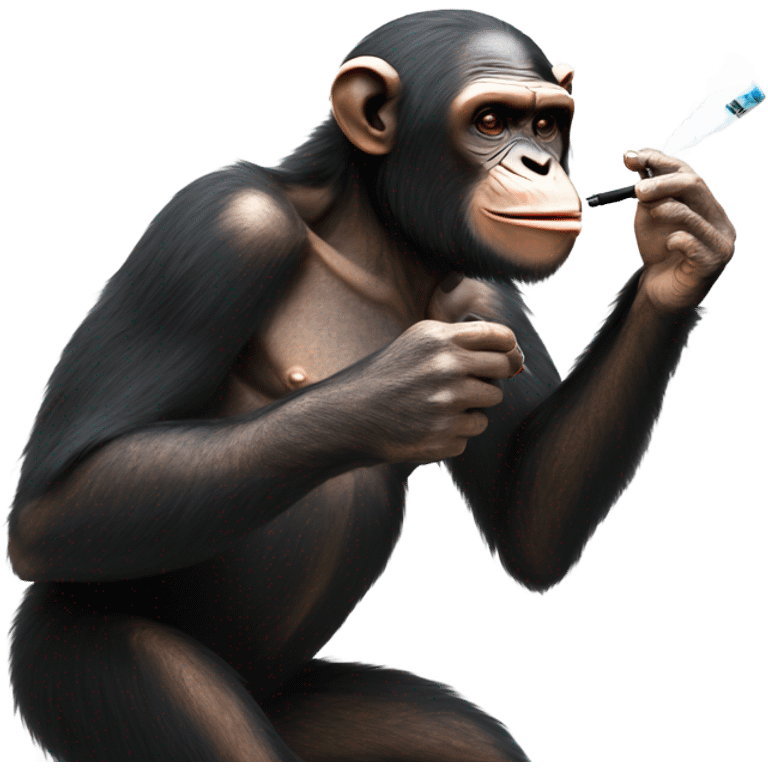 Chimp hitting a vape emoji