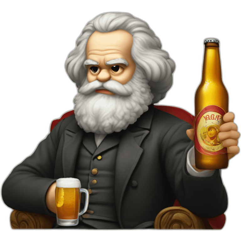 karl marx drinks beer and reads the book emoji