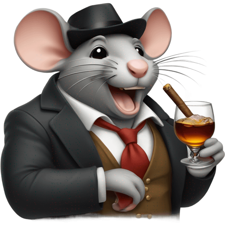 Rat smoking a cigar and drinking bourbon  emoji