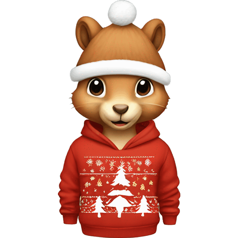 squirrel wearing christmas Sweatshirt  emoji