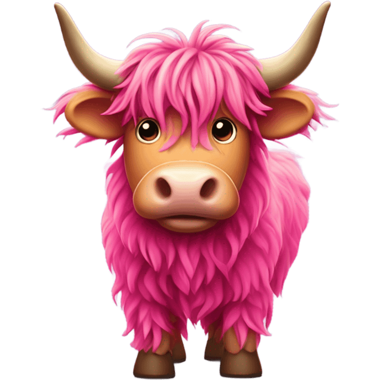 bright pink highland cow  emoji