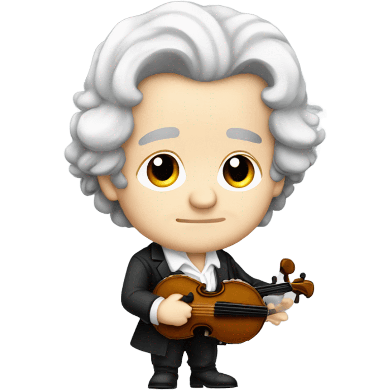 Chibi Beethoven older standing stern face banjo emoji