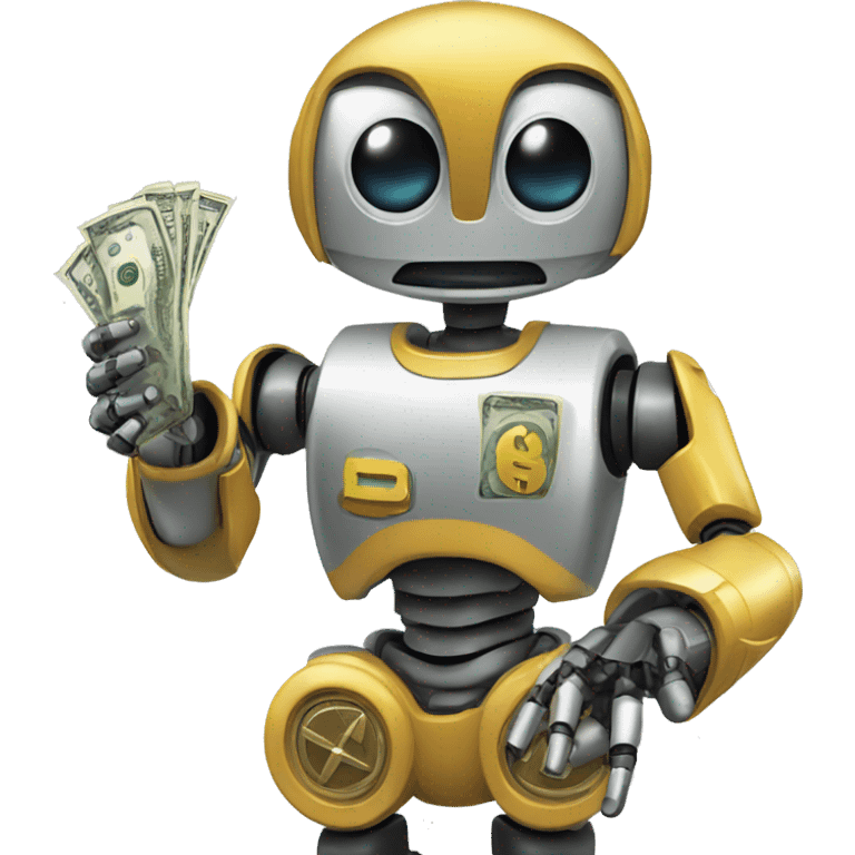 Cute robot holding dollar coins emoji