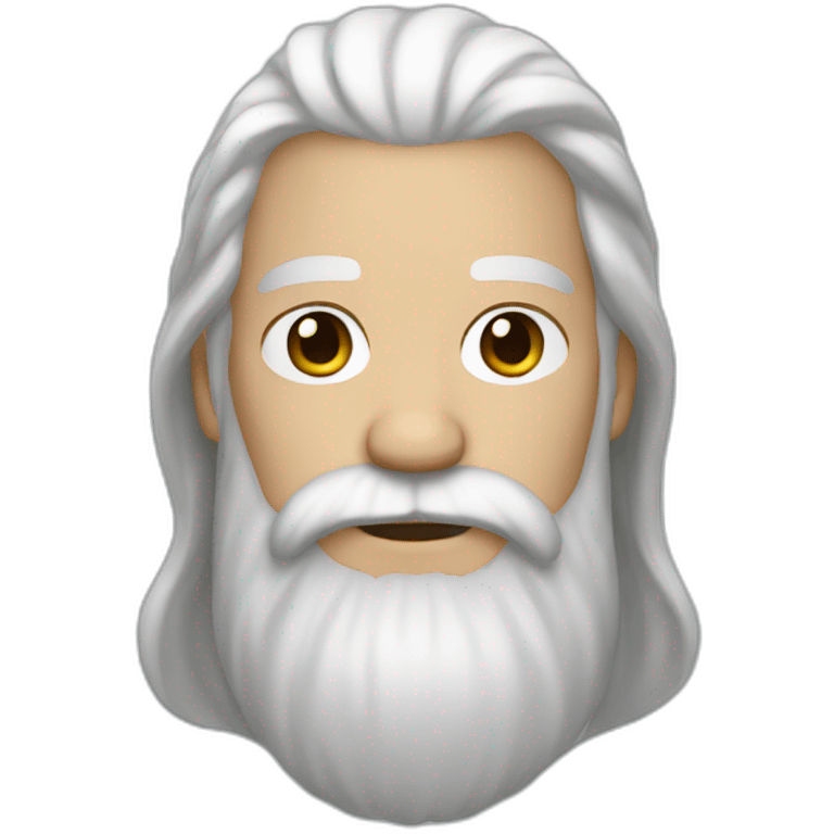 Man long white hair, brown beard emoji