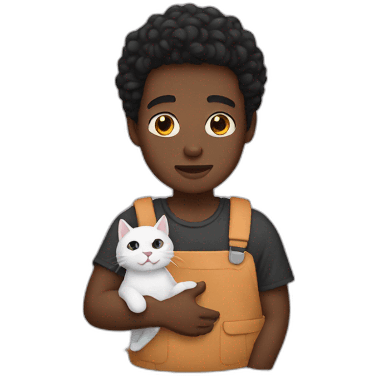 a black man with a cat in his hands emoji