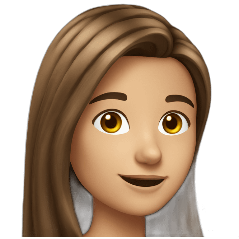 Spaniard Teenager girl long Brown hair smiling taking selfie emoji