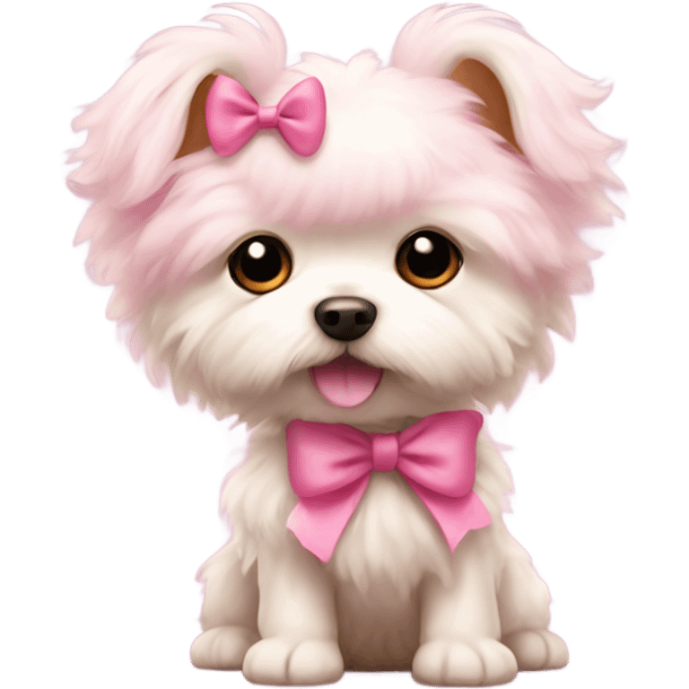 Pink fluffy small dog with cute bow  emoji