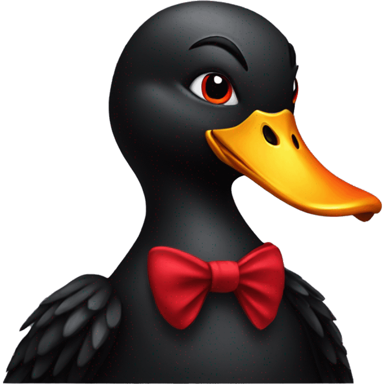 A black evil duck with red emoji