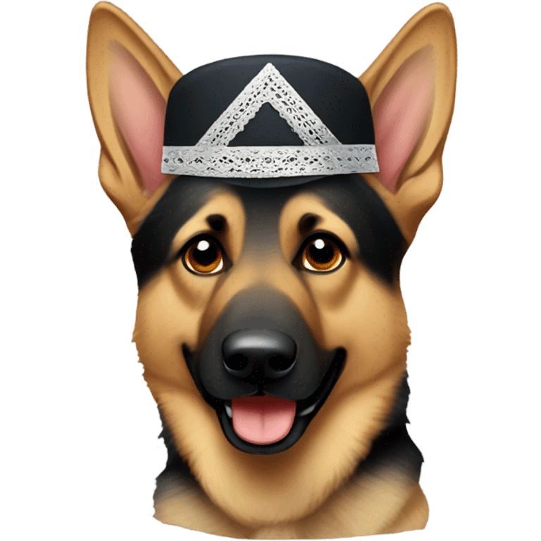 German shepherd wearing a kippah emoji