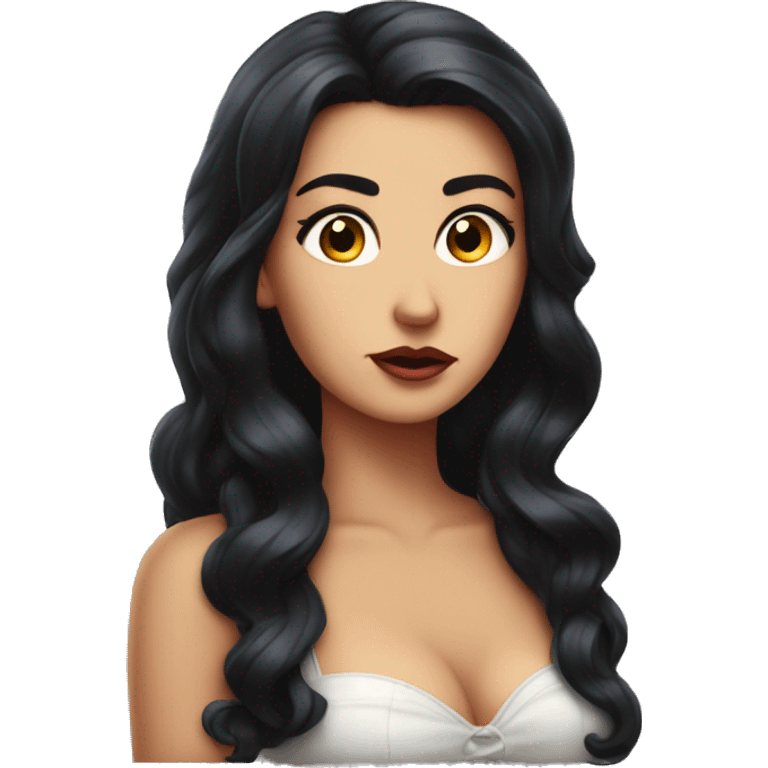 Pinup long dark hair and concerned emoji