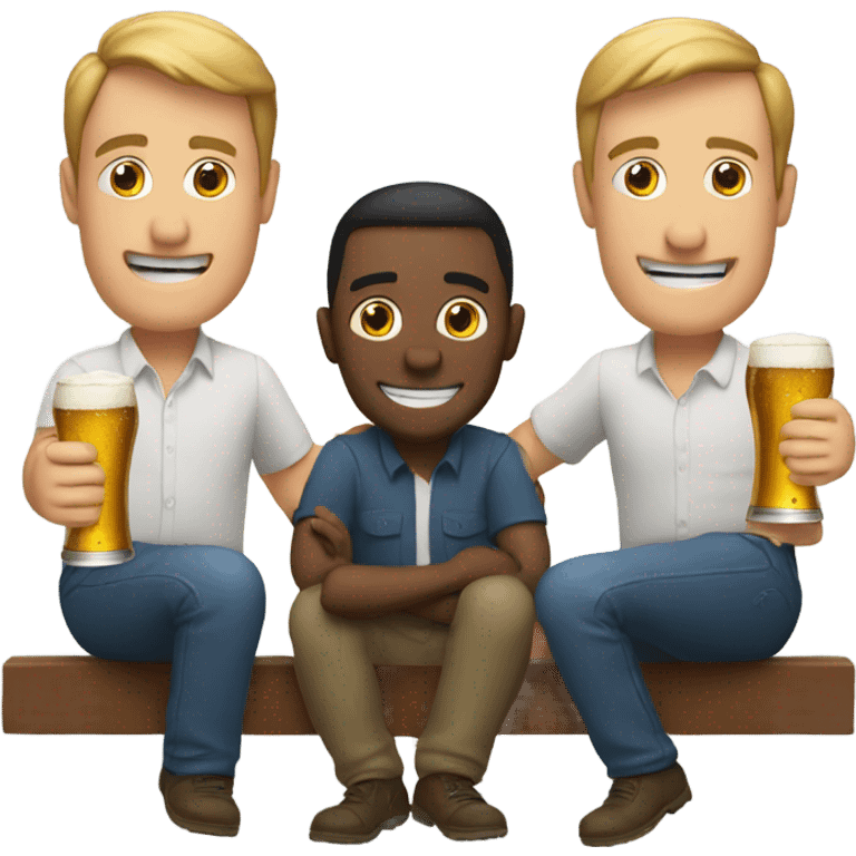 3 dudes drinking beer emoji