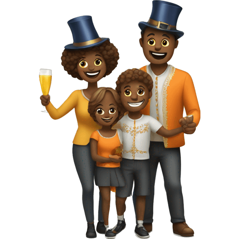 family of dutch celebrate new year emoji