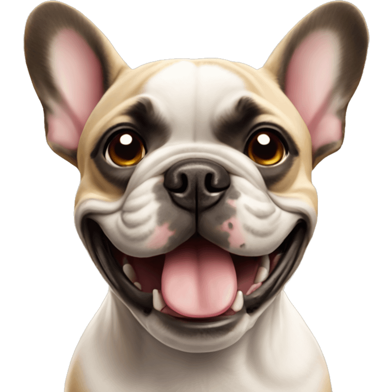 A french bulldog looking happy emoji