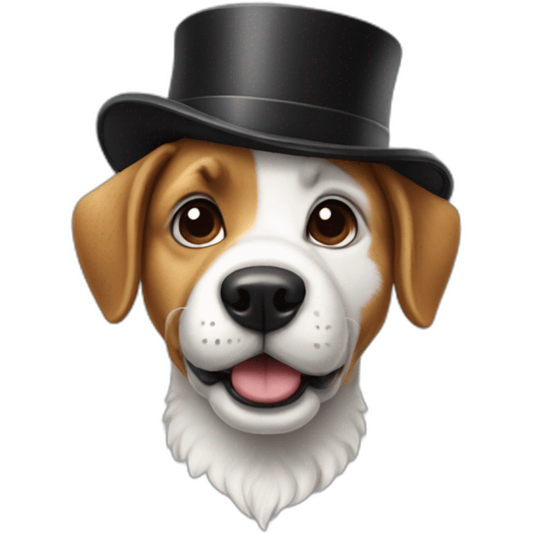 a dog with charles chaplin hat emoji