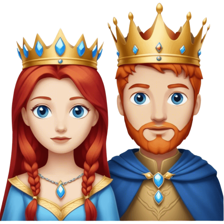 Red hair king, blonde queen, blue eyes emoji