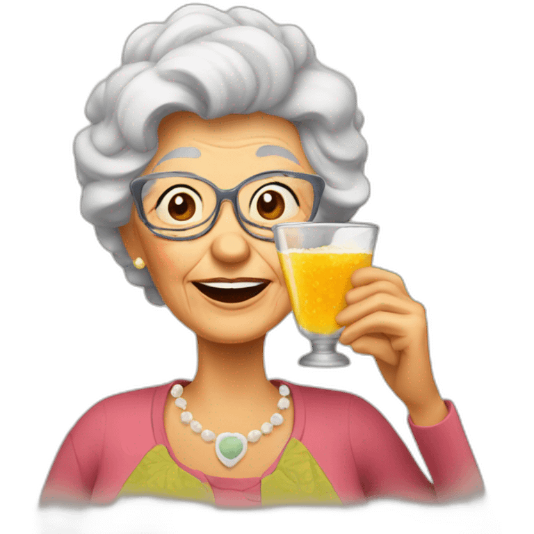 granny drink many coctail emoji