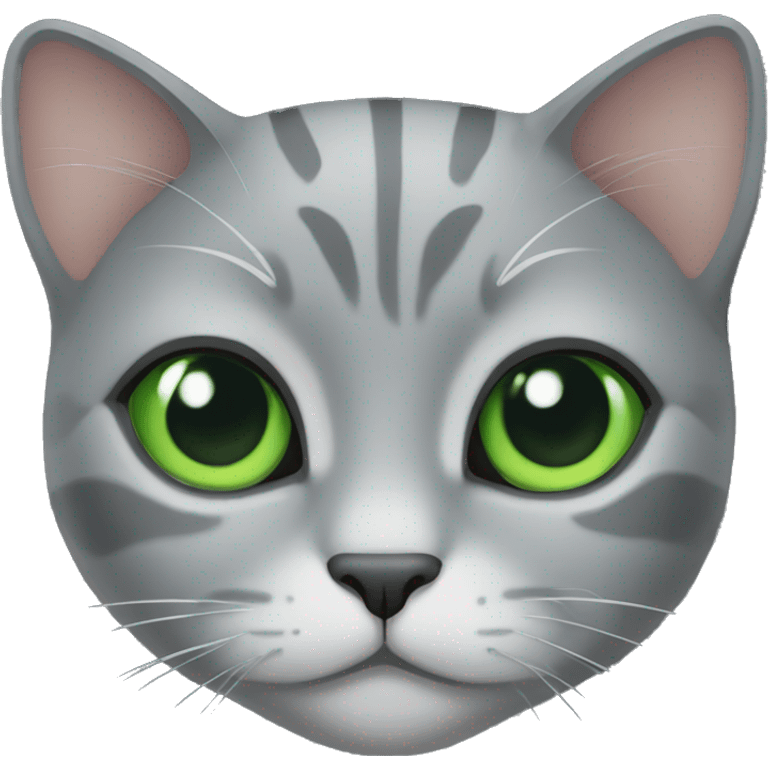 Gray cat with green eyes emoji