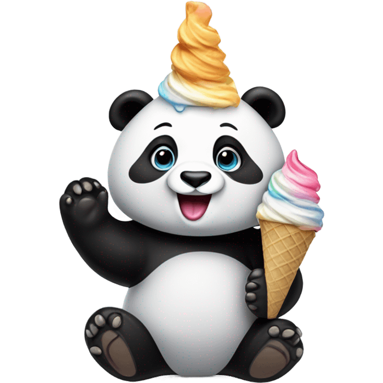 Panda eating ice cream emoji