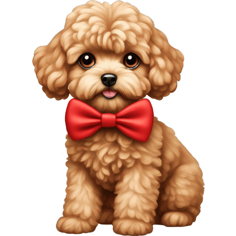 Red Maltipoo with red bow emoji