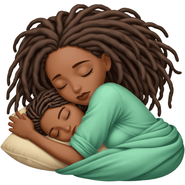 Black woman with locs asleep emoji