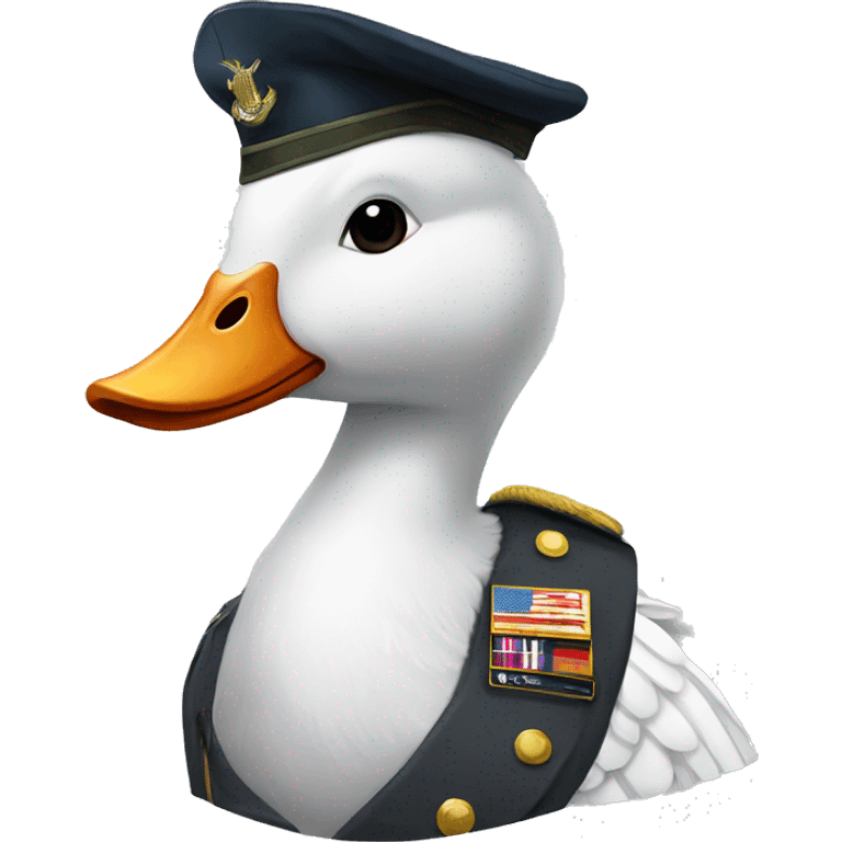 A White Goose in military uniform  emoji