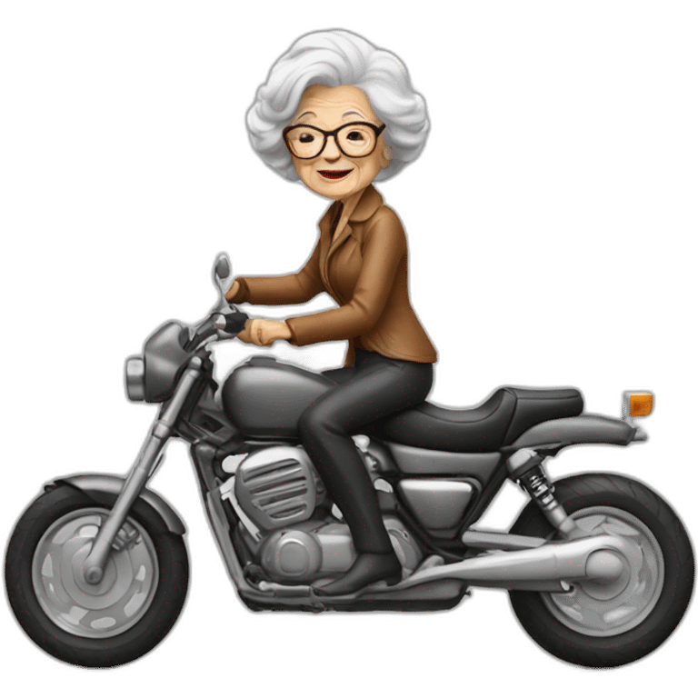 Old cool lady on a motorcycle emoji