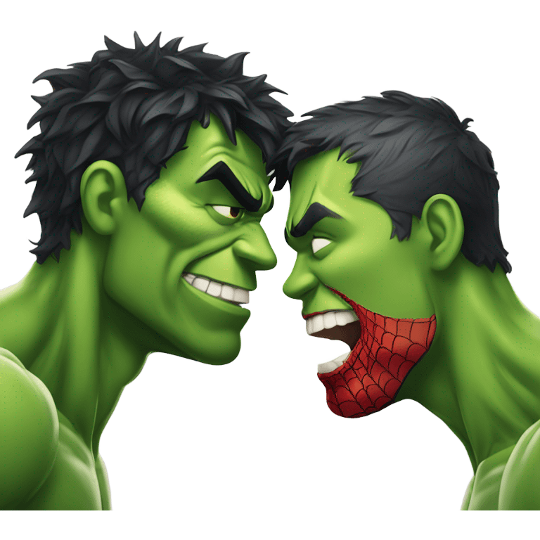 Spiderman kiss hulk emoji