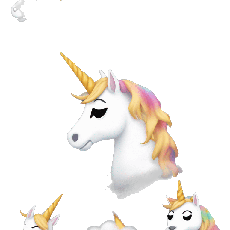 unicorn in cloud of smoke holding tabby cat emoji